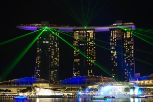 Marina Bay Sands laser and fountain show.