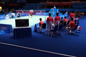 Indonesia team anticipating their advance to the finals of the SEA games.