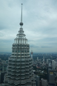 One of two towers with Menara KL in the distance.