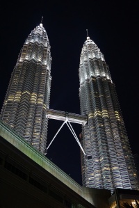 Petronas towers at night.