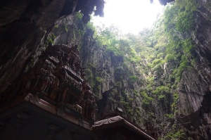Batu Caves temple looking towards opening above.